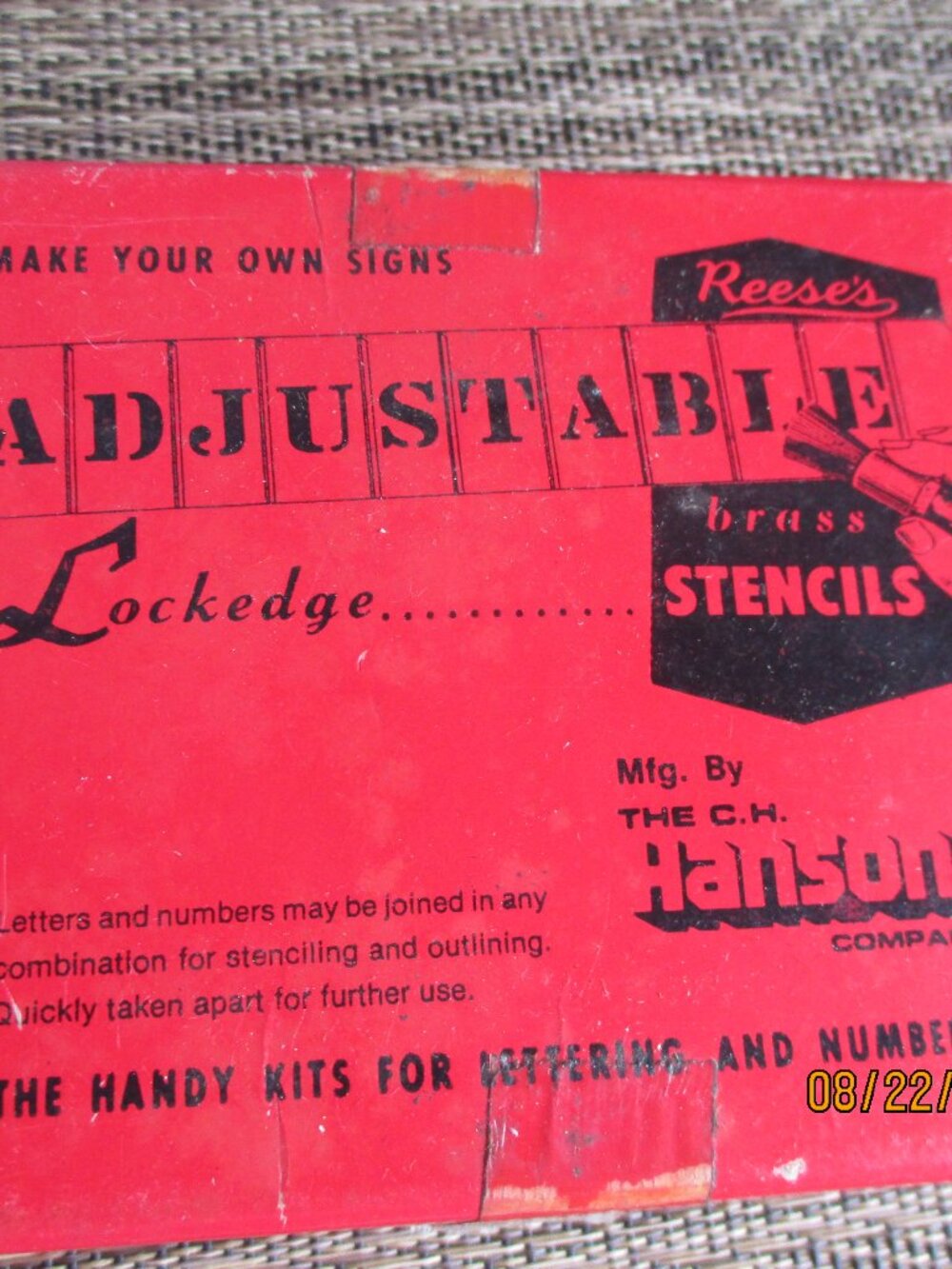 VGT. C.H. HANSON ADJUSTABLE LOCKEDGE BRASS STENCILS/44 PIECE/2"/UNUSED